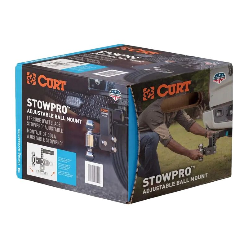 CURT StowPro Adjustable Ball Mount, 5 in Drop, 2-1/2 in Shank, Dual Ball #45971 image number 12