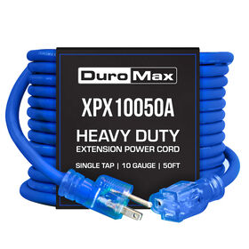 DuroMax 50Ft 10G Heavy Duty Single Tap Blue Light Extension Cord