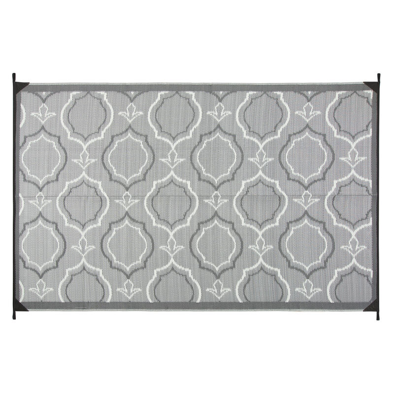 Reversible Magnolia Design RV Patio Mat, 8' x 11', Black/Gray image number 1