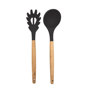 Phantom Chef Silicone Ladle and Pasta Server Set, Black