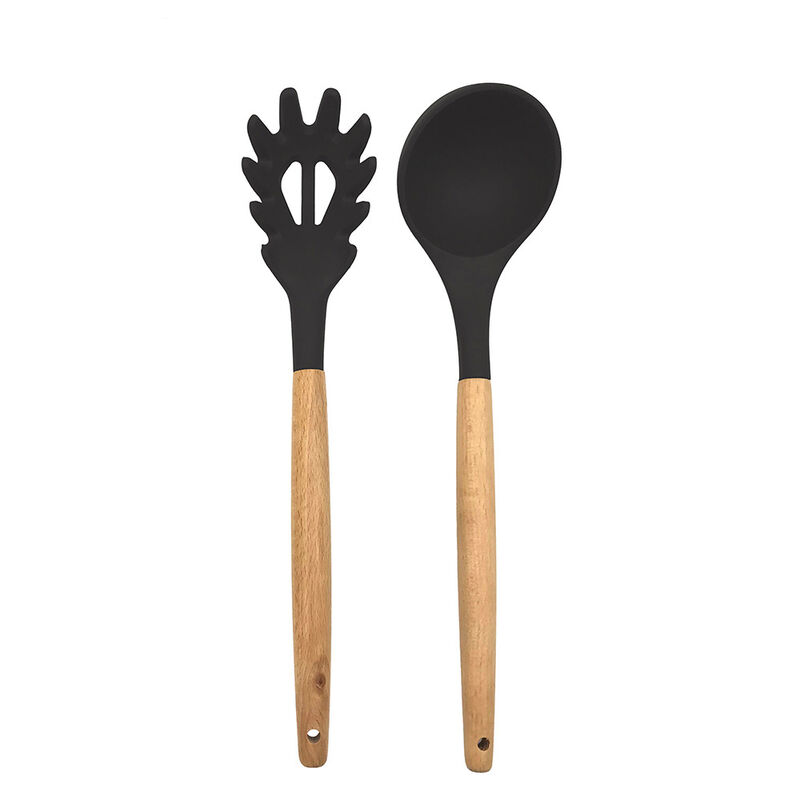 Phantom Chef Silicone Ladle and Pasta Server Set, Black image number 1