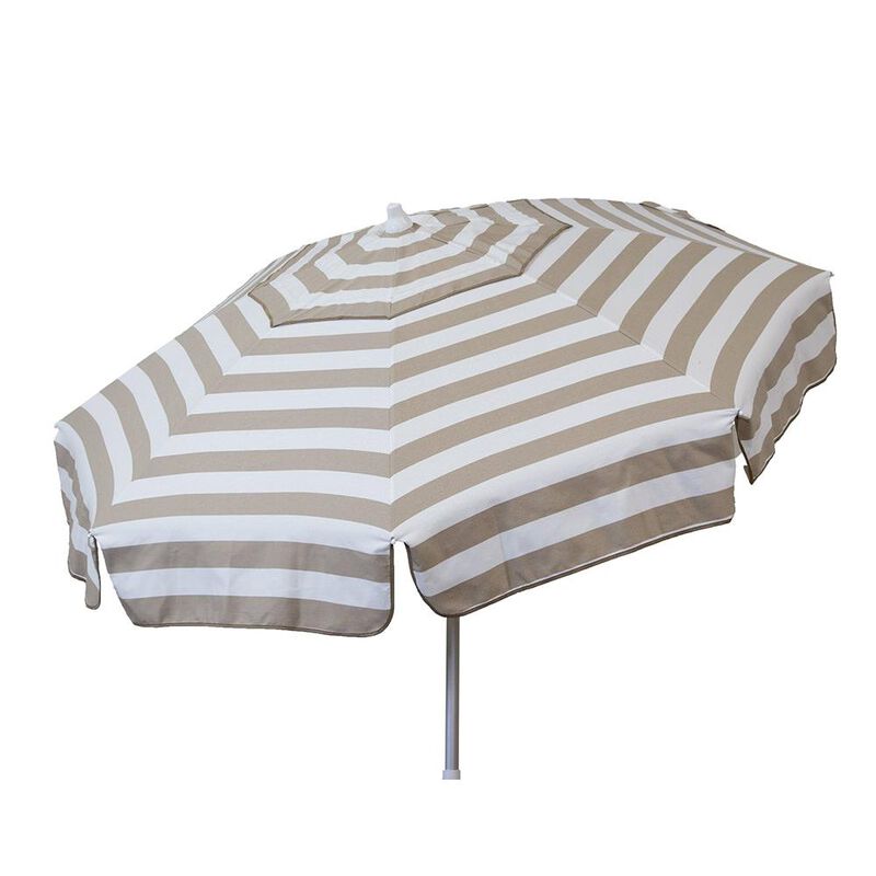 Italian 6 ft Patio Umbrella Acrylic Stripes Khaki and White image number 1
