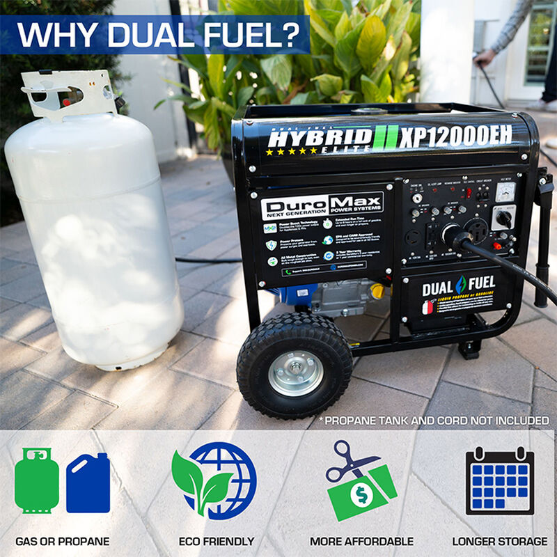 DuroMax Hybrid Dual Fuel 12,000-Watt Electric Start Generator image number 4