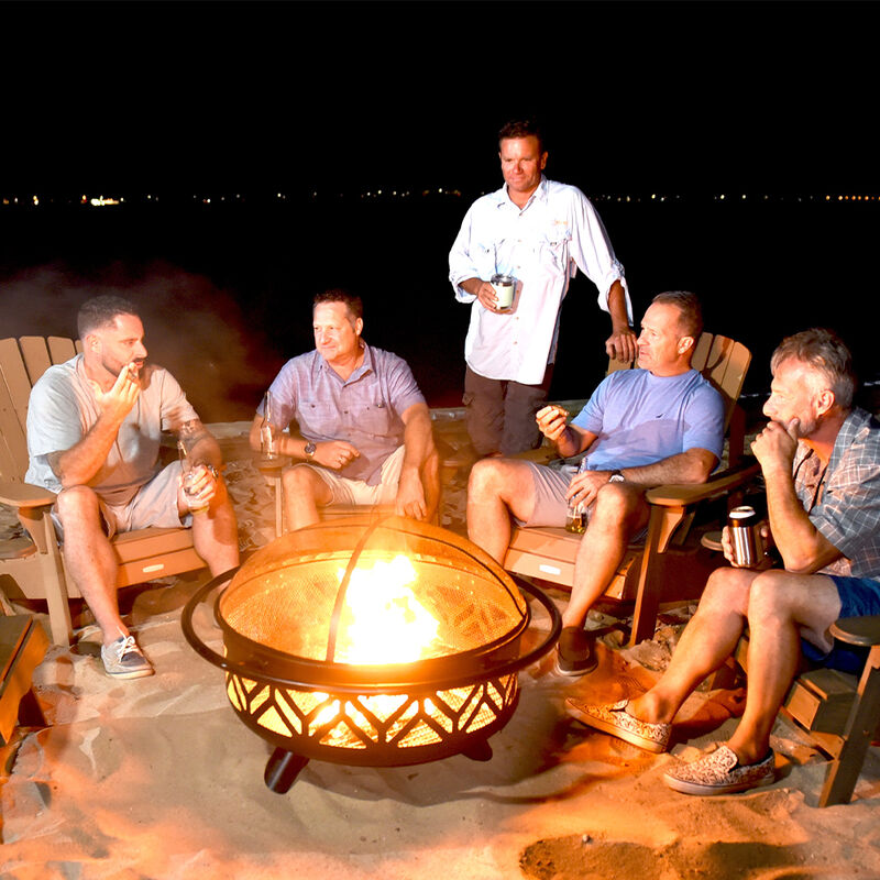 Endless Summer Oil-Rubbed Bronze Wood-Burning Outdoor Fire Pit with Geometric Design image number 2