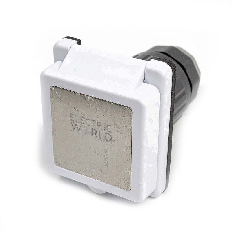 Electric World 50A RV Inlet in White w/Stainless Steel Cover image number 3