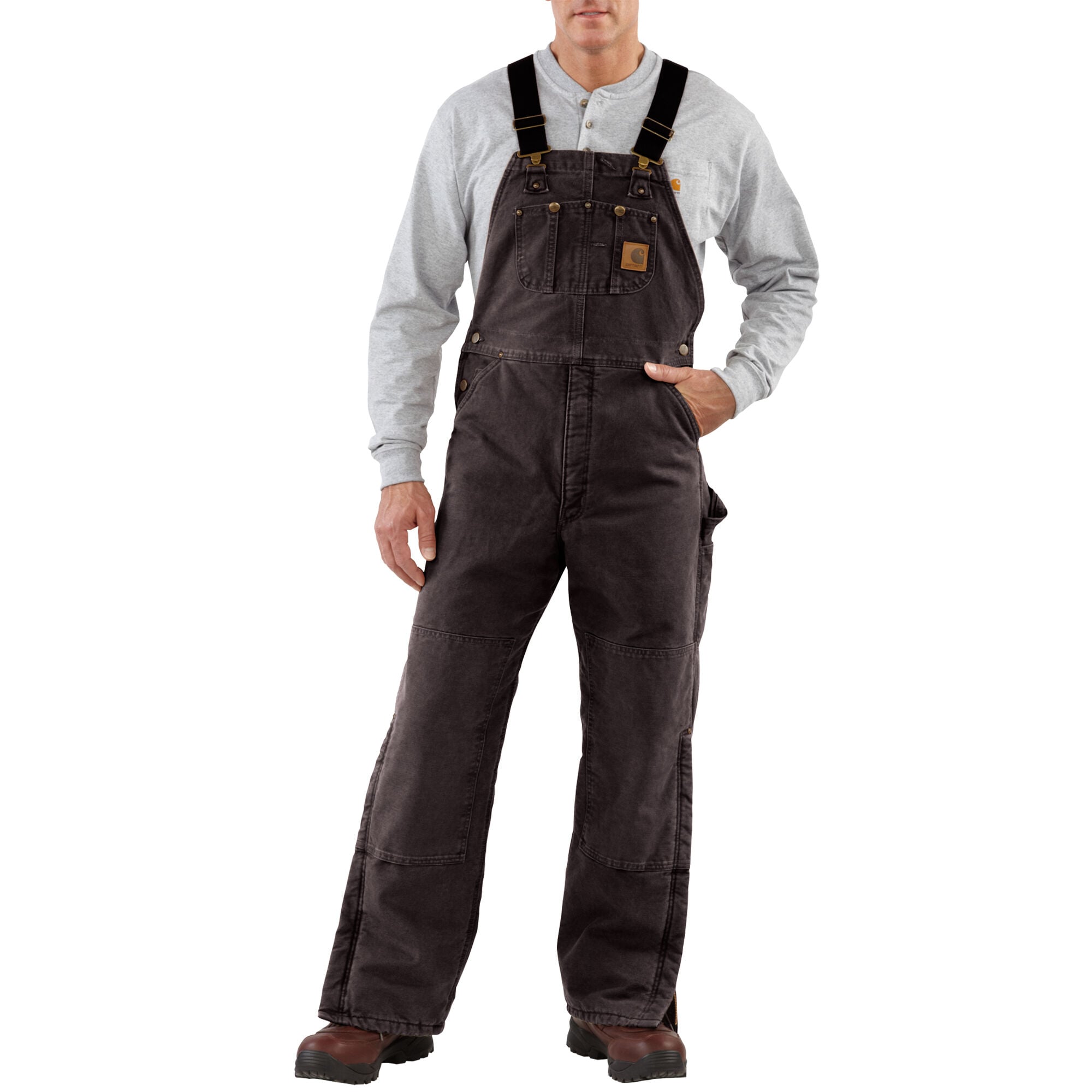 Carhartt Men's Sandstone Duck Quilt-Lined Bib Overall