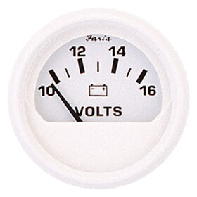 Faria 2" Dress White Series Voltmeter, 10-16V DC