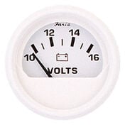Faria 2" Dress White Series Voltmeter, 10-16V DC