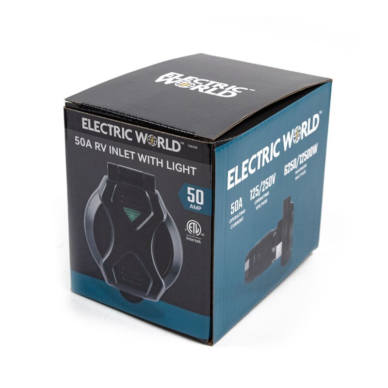 Electric World Black 50A RV Inlet with LED image number 4