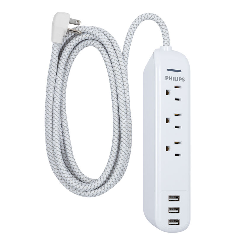 Philips 3-Outlet Grounded 10' Extension Cord with 3 USB Ports image number 2