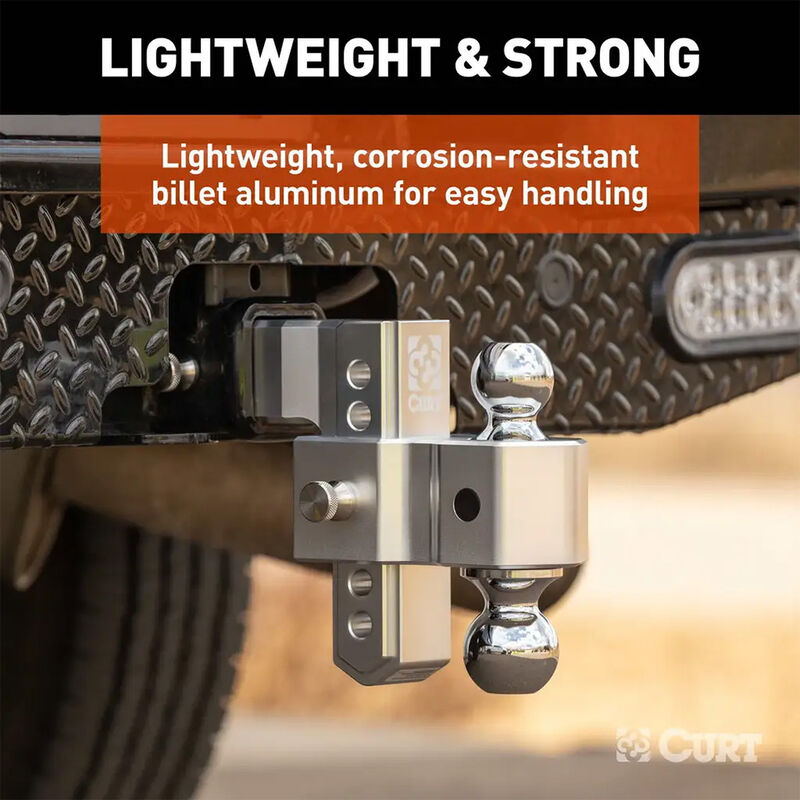 CURT AlumaLite Aluminum Hitch w/Dual Ball, 6 in Drop, 2-1/2 in Shank #45385 image number 7