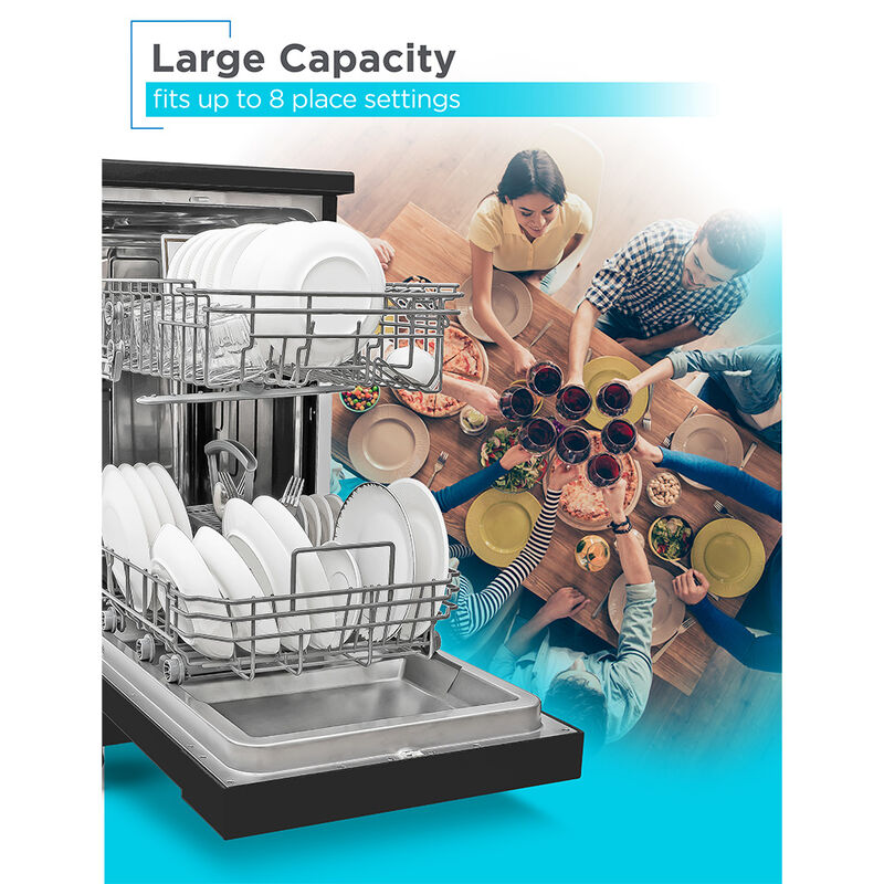 Black+Decker Portable 8 Place Setting Dishwasher, Black image number 2