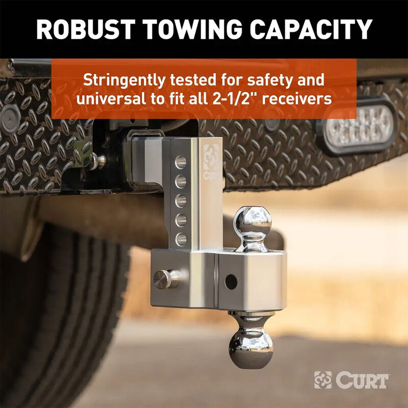 CURT AlumaLite Aluminum Hitch w/Dual Ball, 6 in Drop, 2-1/2 in Shank #45385 image number 10