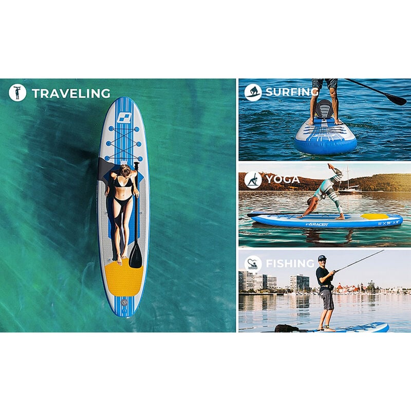 inQracer 11' Inflatable Stand-Up Paddleboard Package, Blue image number 5
