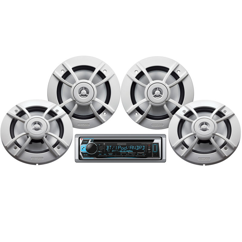 Kenwood KMR-D368BT Marine Bluetooth CD Receiver Package w/Four 6.5" Speakers image number 3