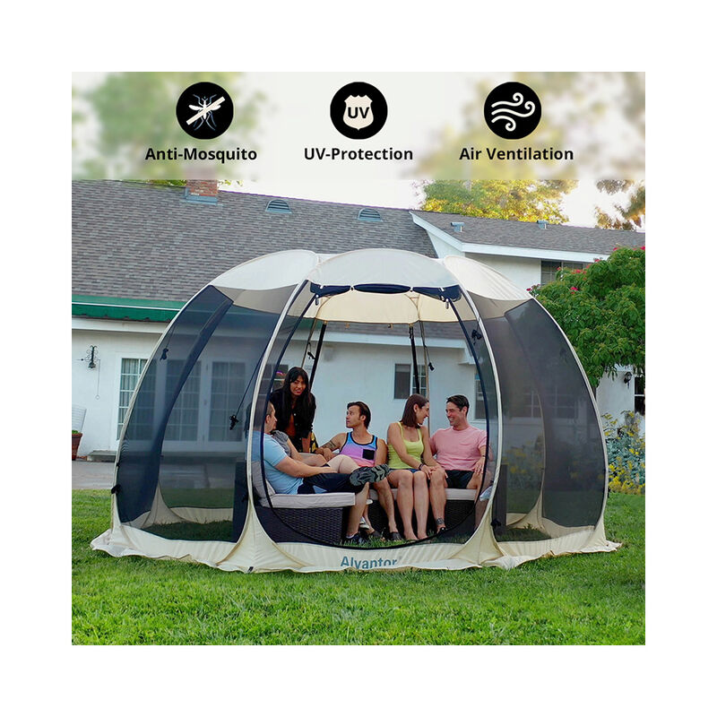 Alvantor Pop-Up Screen House Tent, 12' x 12', Beige image number 6