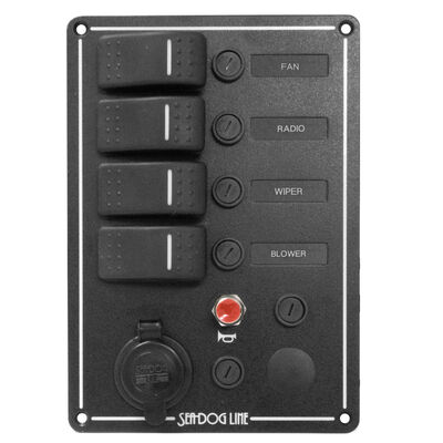 Sea-Dog 4 Rocker Switch Panel With Power Socket And Horn Button