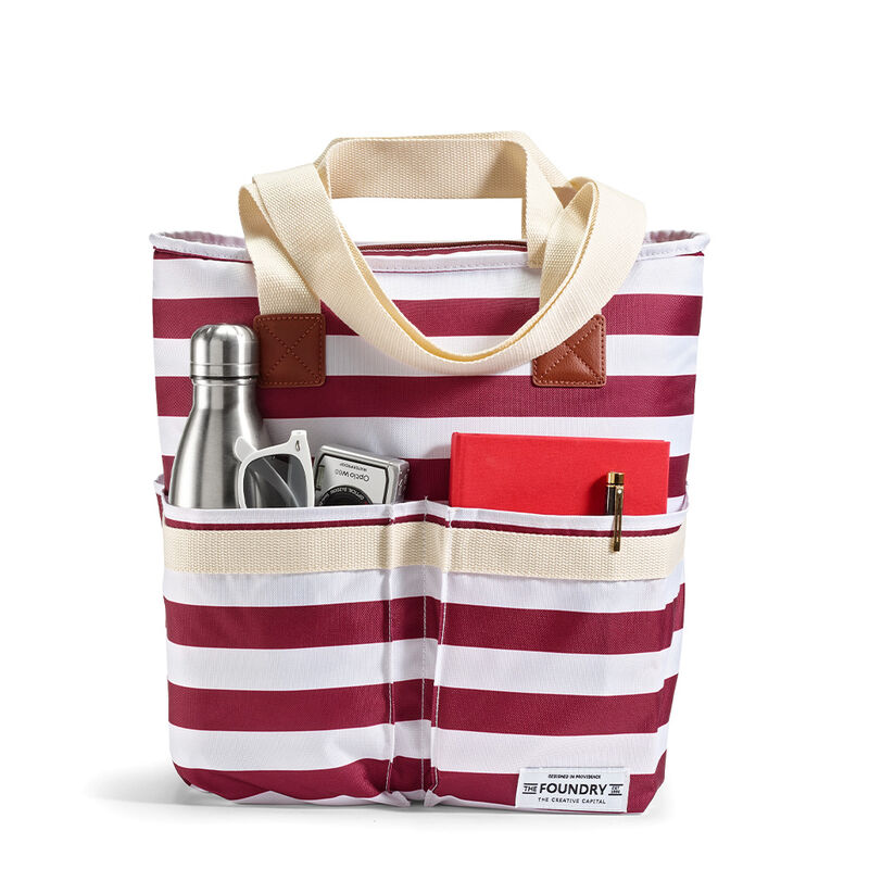Fit + Fresh Foundry Striped Cooler Tote, Merlot Newport image number 4