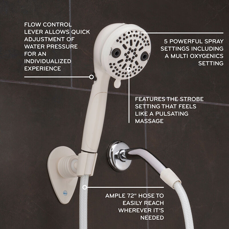Oxygenics PowerFlow RV Handheld Shower Head Kit, White image number 5