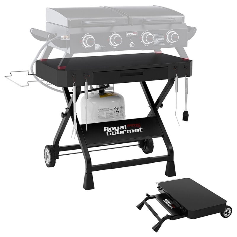 Royal Gourmet Collapsible Grill Stand w/ Folding Cart Trolley