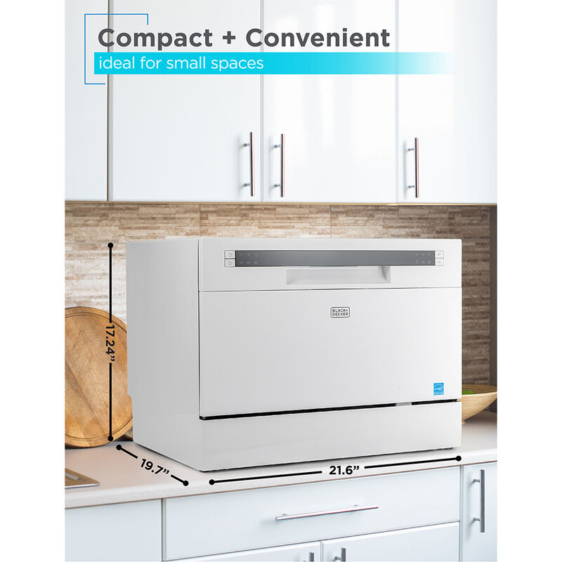 Black+Decker Countertop 6-Place Setting Dishwasher, White image number 8