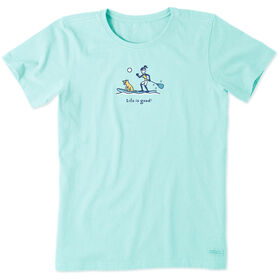 Life Is Good Women's Jackie and Rocket Paddleboard Vintage Short-Sleeve Crusher Tee
