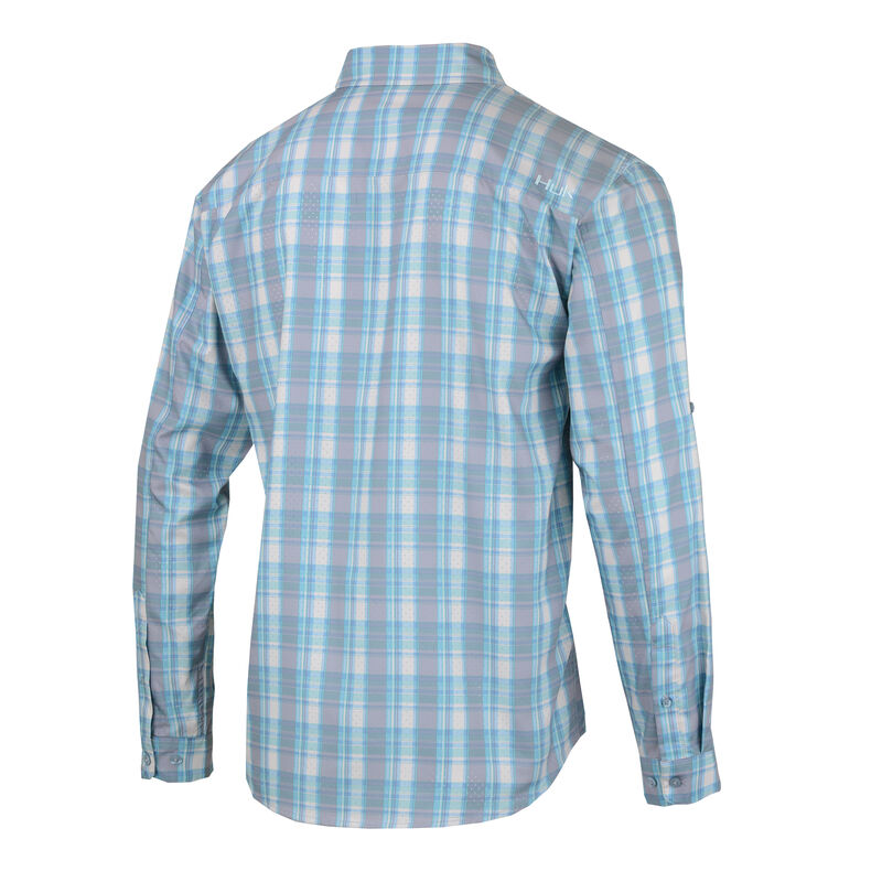 HUK Men's Tide Point Woven Plaid Long-Sleeve Shirt image number 10