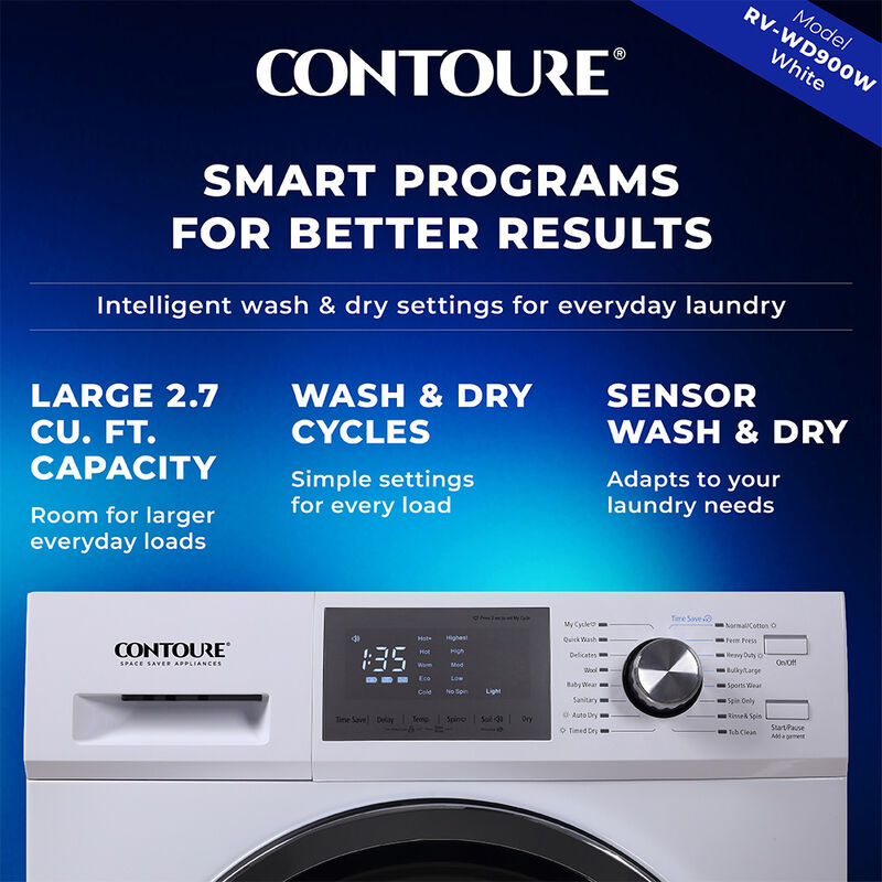 CONTOURE 2.7 cu. ft. Washer / Dryer Combo with Steam, Ventless, White &ndash; Camping World Exclusive! image number 4