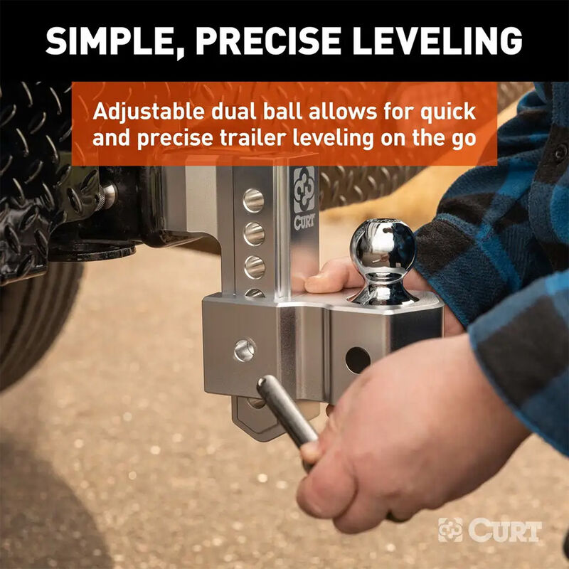 CURT AlumaLite Aluminum Hitch w/Dual Ball, 6 in Drop, 2-1/2 in Shank #45385 image number 6