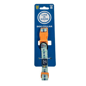 Life is Good Camping Icons Dog Collar, Sage Green, Small