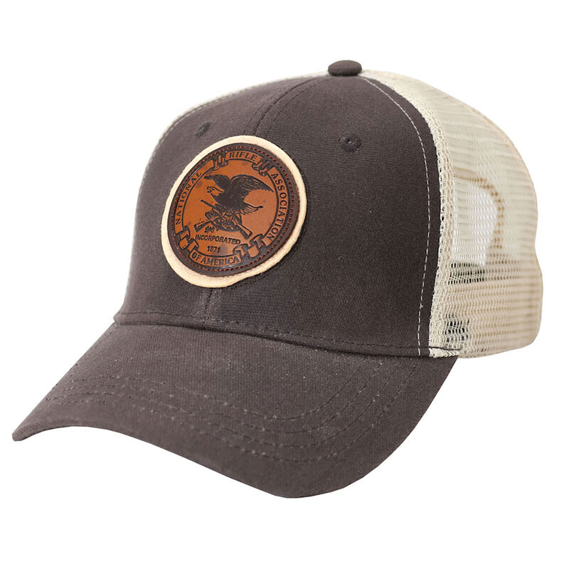 NRA Men’s Canvas Trucker Cap with Leather Logo Badge image number 1