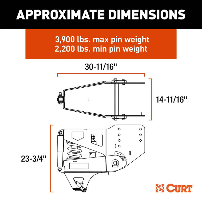 CURT Helux Coil-Spring Gooseneck Pin Box, 3,900 lbs. Pin Weight, 20,000 lbs. Capacity image number 6