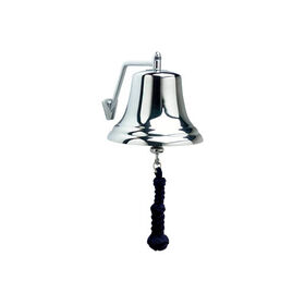 Weems & Plath 8" Chrome Bell with Navy Monkey's Fist Lanyard 
