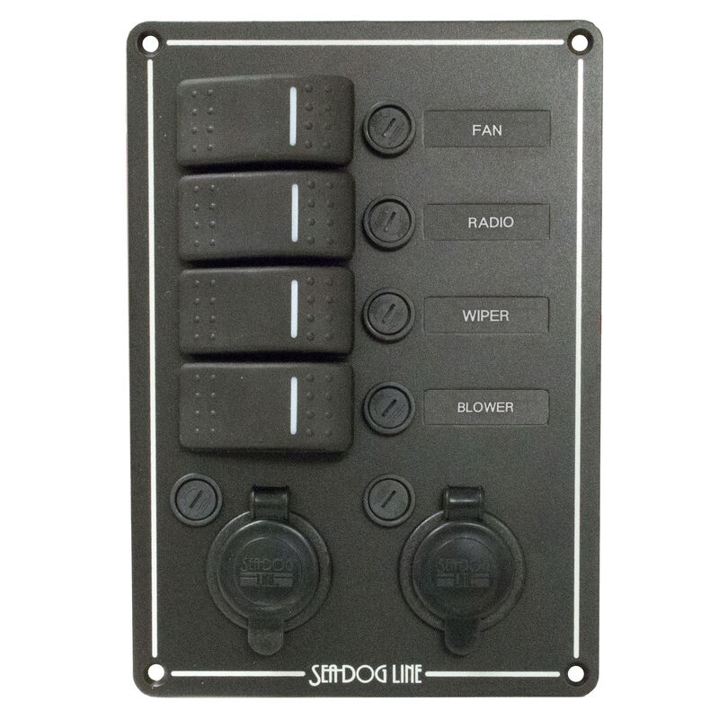 Sea-Dog 4 Rocker Switch Panel With Dual Power Sockets image number 2