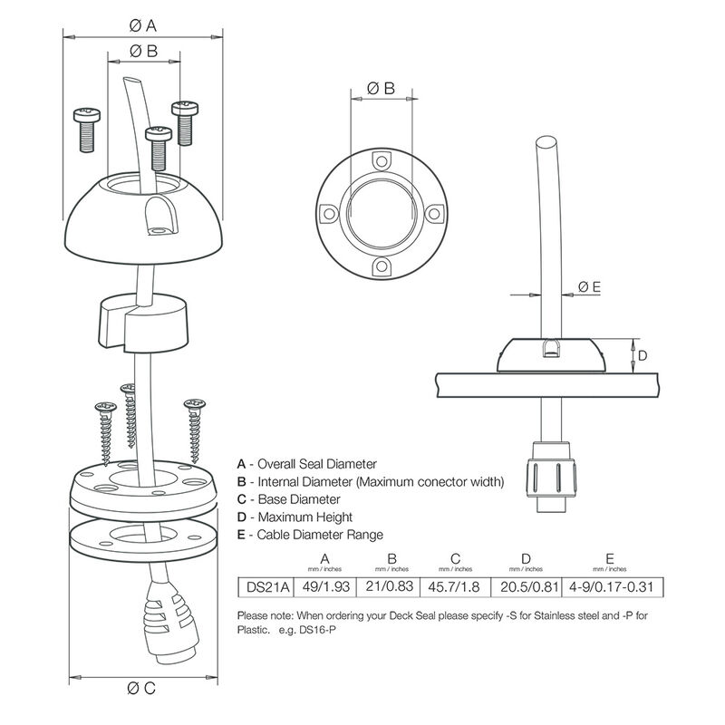 Scanstrut DS21A-P Vertical Cable Seal image number 2