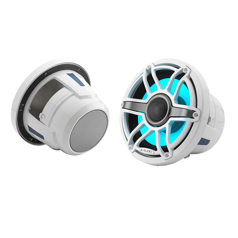 JL Audio M6 Series 8.8" Marine Coaxial Speakers w/ Transflective LED Lighting | Gloss White Sport Grille