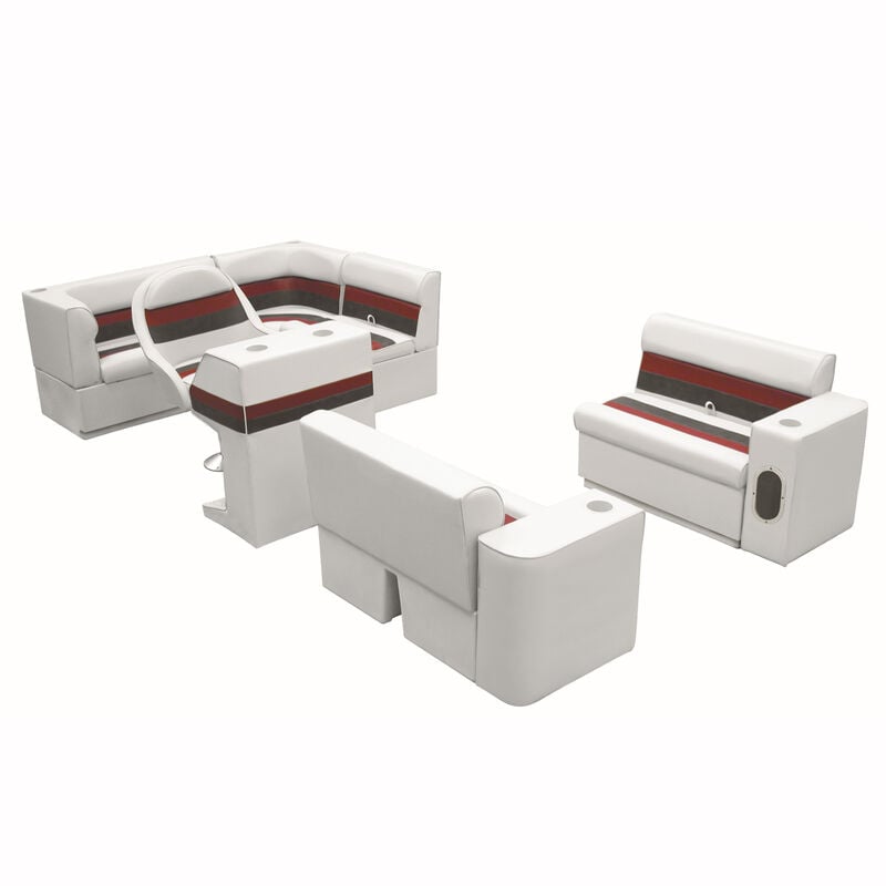 Deluxe Pontoon Seats w/Toe Kick Base, Group 1 Package Plus Stand, White/Red/Char image number 1