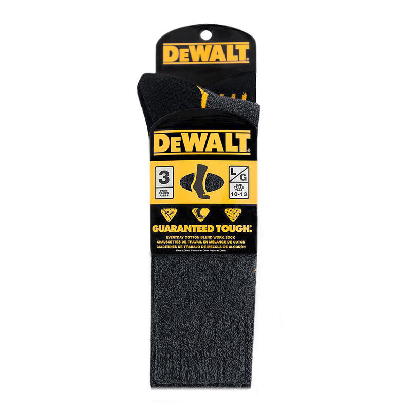 DeWalt Men’s Everyday Cotton-Blend Crew Work Socks, 3-Pack image number 3