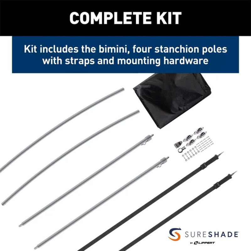 SureShade 7' Extension for Power Pontoon Bimini Top, Clear Anodized Frame image number 3