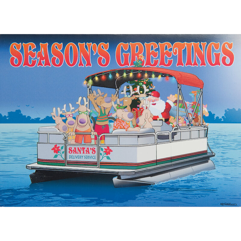 Kersten Brothers Personalized Season's Greetings Pontoon Boat Cards image number 1
