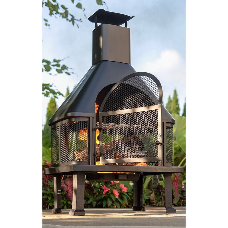 Endless Summer Black Wood-Burning Outdoor Fire Pit with Chimney image number 5