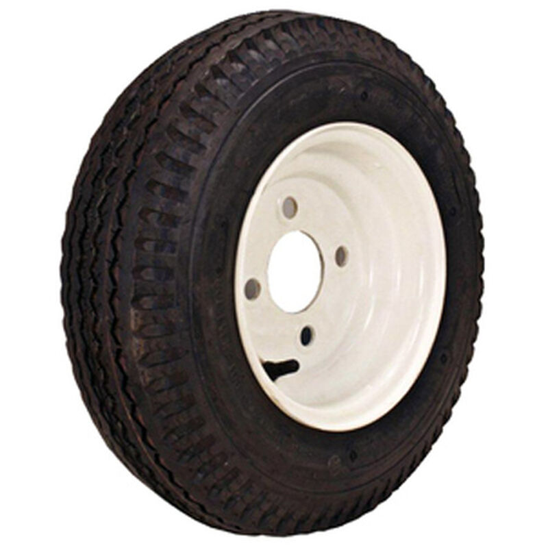 Kenda Loadstar 8" 480-8 K371 Bias Trailer Tire With White Wheel Assembly image number 1