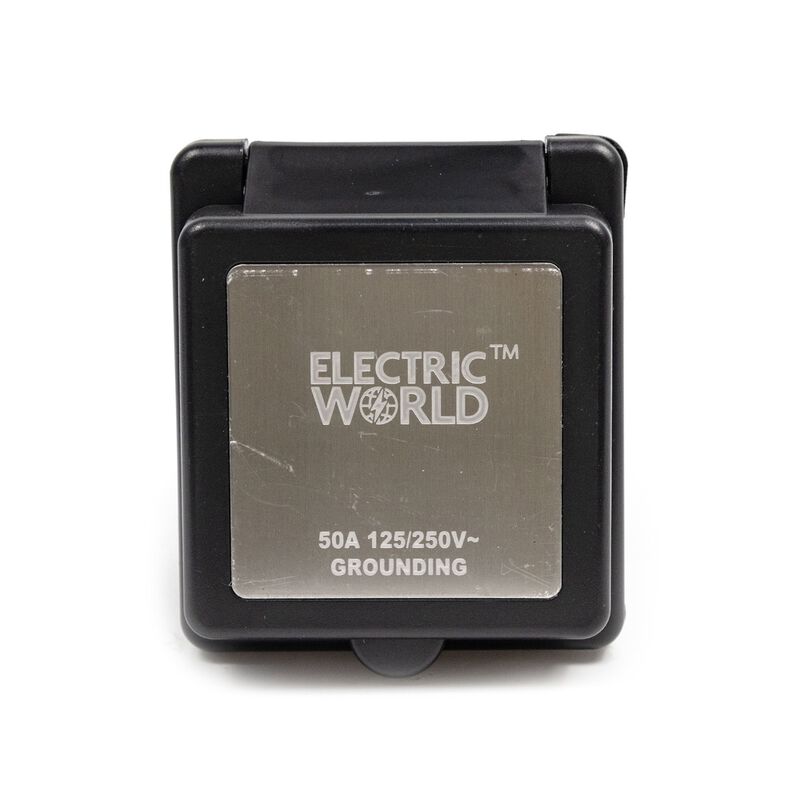 Electric World 50A Black RV Inlet with Stainless Steel Cover image number 4
