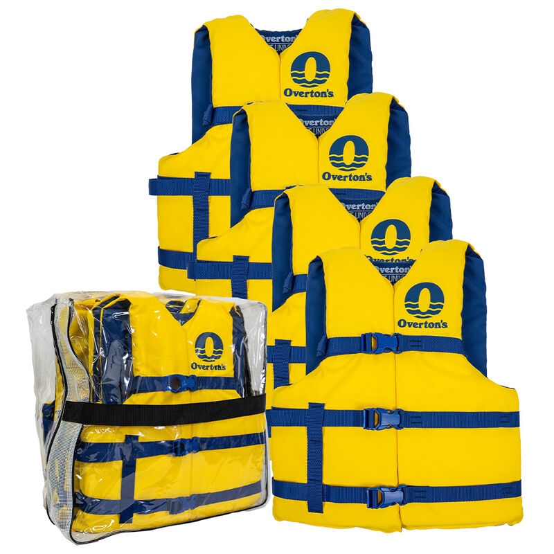 Universal Adult Life Jackets 4-Pack, Yellow image number 1