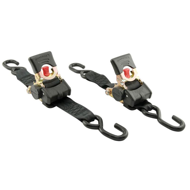 6' Re-Tractable Ratcheting Tie-Downs, 2-Pack image number 1