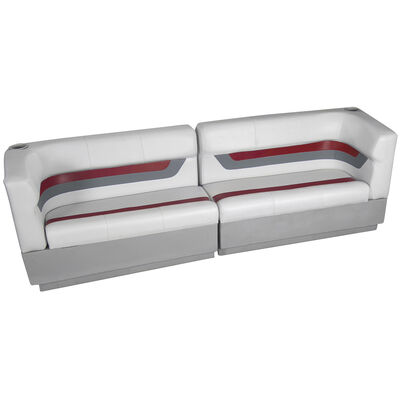 Designer Pontoon Furniture - Traditional Rear Package, Sky Gray/Dark Red