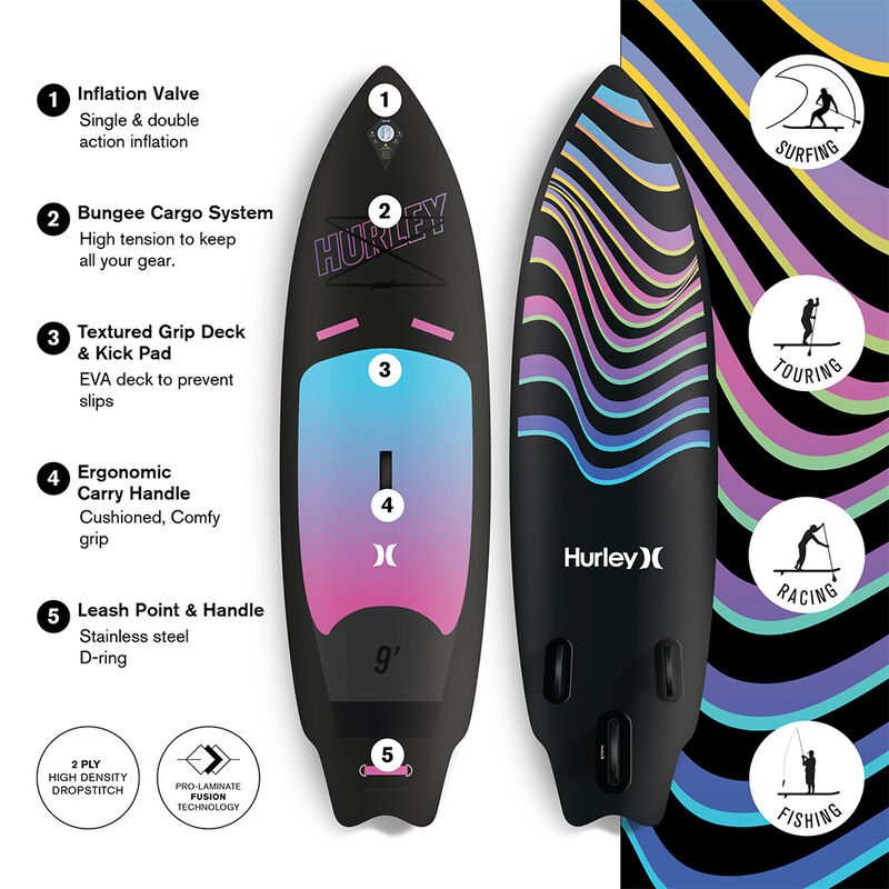 Hurley 9' Phantomsurf Inflatable Stand-Up Paddleboard Package image number 4