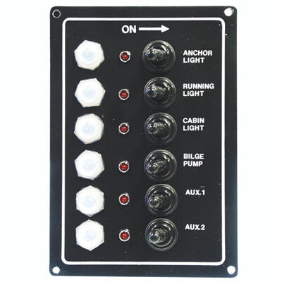 Overton's Waterproof 6-Gang Toggle Switch Panel w/LED Indicators