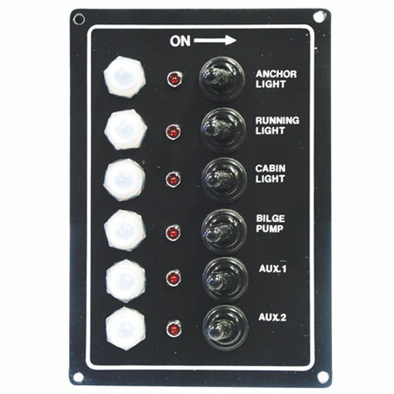 Overton's Waterproof 6-Gang Toggle Switch Panel w/LED Indicators image number 1