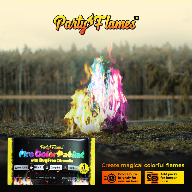 Party Flames Fire Color-Changing Packets with Bug-Free Citronella, 4-Pack image number 2